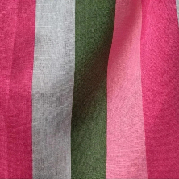 Zara Pink Green White Striped Linen Cotton Blend Zipper Mini Skirt Size XS - Picture 6 of 8